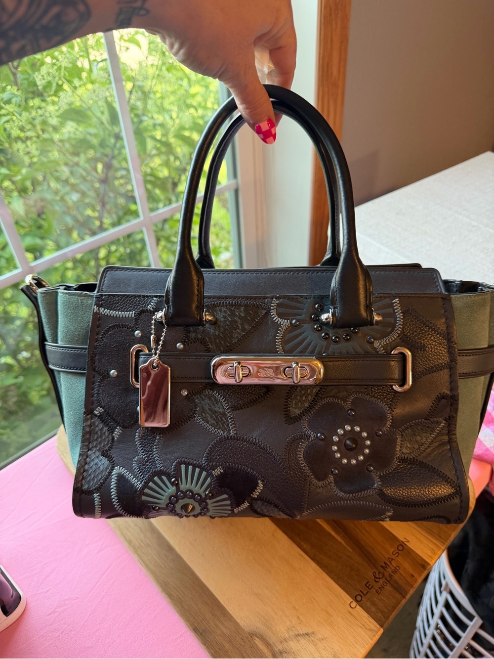 Coach Swagger 27 with patchwork tea rose